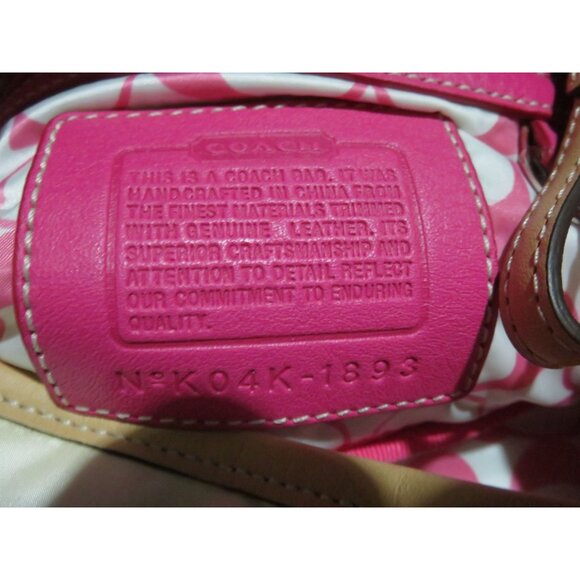 COACH 2004 Hampton Mini Weekender White silky canvas tote & pink leather trim [ - Picture 6 of 12